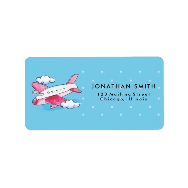Watercolor Airplane Travel Label (Front)