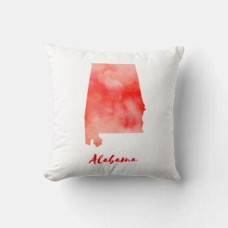 Watercolor Alabama United States Throw Pillow