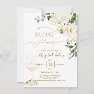 Watercolor Alabaster Roses Bridal Shower Invitation