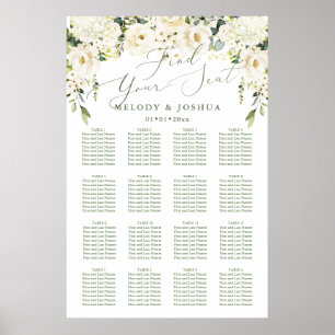 Watercolor Alabaster Roses Seating Chart
