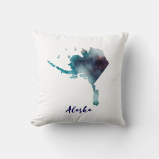 Watercolor Alaska United States Throw Pillow