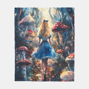 Watercolor Alice in Wonderland Fleece Blanket