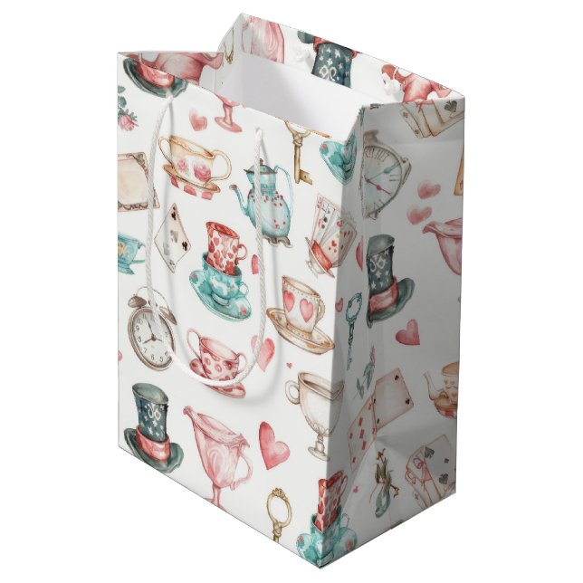 Watercolor Alice Pattern  Medium Gift Bag (Back Angled)
