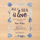 Watercolor All I Sea Is Love Blue Bridal Shower