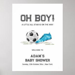 Watercolor All Star Soccer Baby Shower Welcome Poster