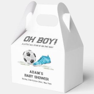 Watercolor All Star Soccer Sport Boy Baby Shower  Favor Box