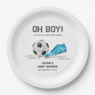 Watercolor All Star Soccer Sport Boy Baby Shower  Paper Plate