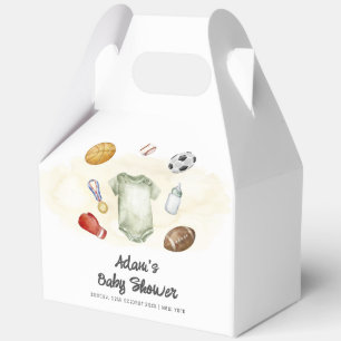 Watercolor All Star Sports bodysuit Baby Shower  Favor Box