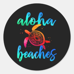 Watercolor Aloha Beaches Turtle Shirt Hawaiin Sea Classic Round Sticker