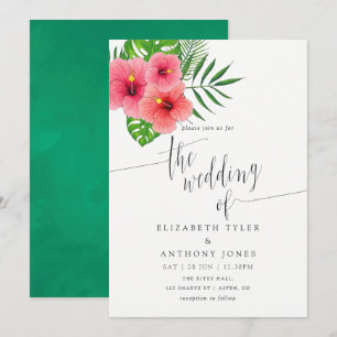 Watercolor Aloha Luau Beach Wedding Invitation