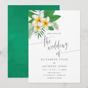 Watercolor Aloha Luau Beach Wedding Invitation