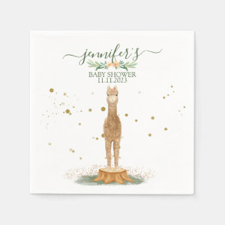 Watercolor Alpaca Baby Party Napkin