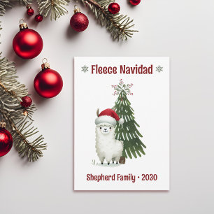 Watercolor Alpaca Fleece Navidad  Holiday Card