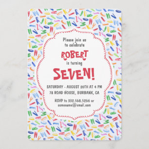 Watercolor alphabet custom kids birthday invitation