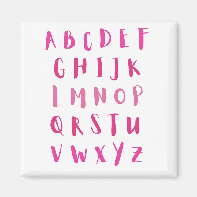 Watercolor Alphabet Pink ABCs Kids Refrigerator  Magnet (Front)