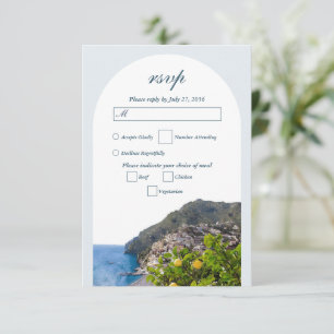 Watercolor Amalfi Coast Arch Italy Lemons Wedding RSVP Card