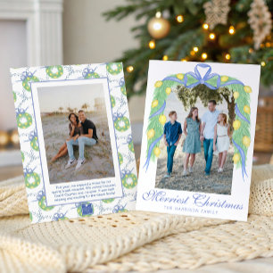 Watercolor Amalfi Lemons Garland Swag Photo Holiday Card