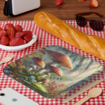 Watercolor Amanita Mushrooms Forest Foliage Art