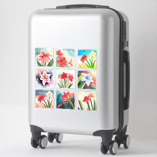 Watercolor Amaryllis flowers Scrapbook