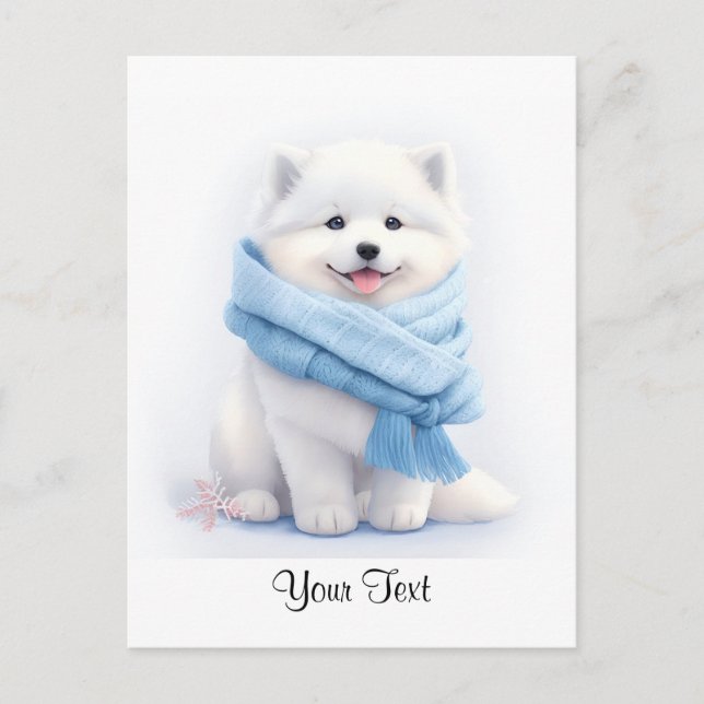 Watercolor American Eskimo Puppy Dog Personized Postcard (Front)