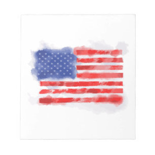 Watercolor American Flag for Veterans and Patriots Notepad