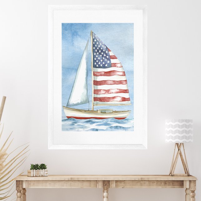 Watercolor American Flag Patriotic Sailboat Poster (Creator Uploaded)