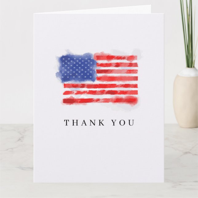 Watercolor American Flag Thank You Cards (Front)