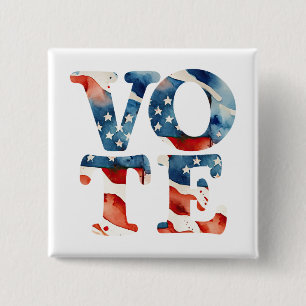Watercolor american flag vote voter voting rights 2 inch square button