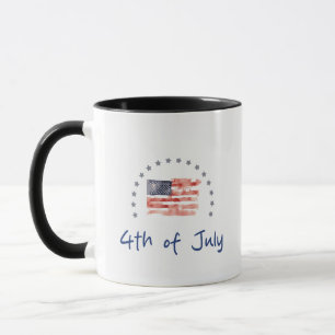 Watercolor American Flag with Faded Blue Stars     Mug