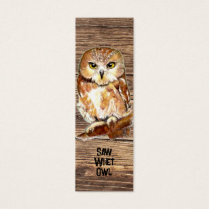 Watercolor American Owl Bird BookMark