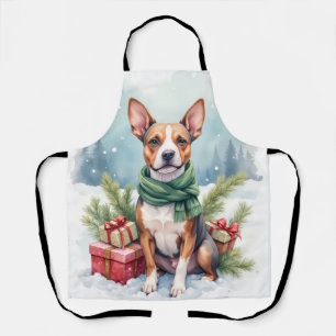 Watercolor American Staffordshire Terrier Rustic Apron