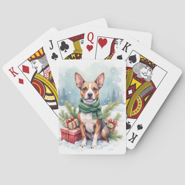 Watercolor American Staffordshire Terrier Rustic Playing Cards (Back)
