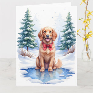 Watercolor American Water Spaniel Frozen Pond Card