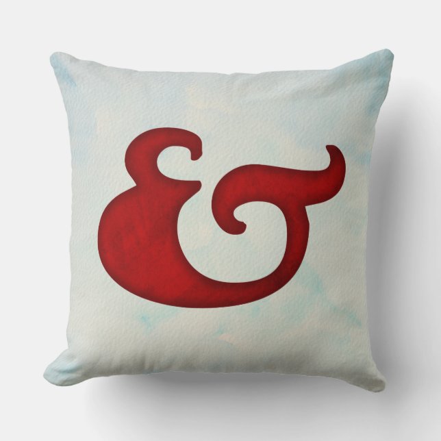 Watercolor Ampersand Nautical | Fancy Red And Sign Throw Pillow (Front)