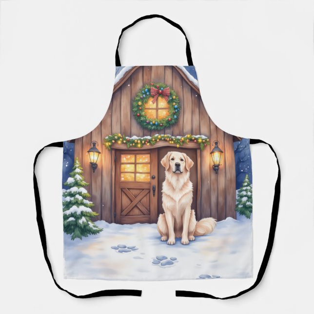 Watercolor Anatolian Shepherd Dog Rustic Barn Apron (Front)
