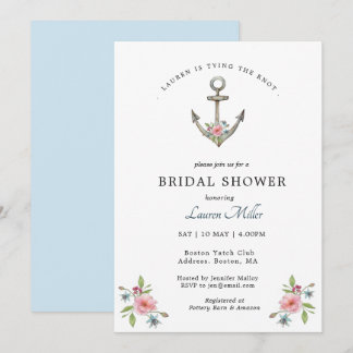Watercolor Anchor Bridal shower invitation