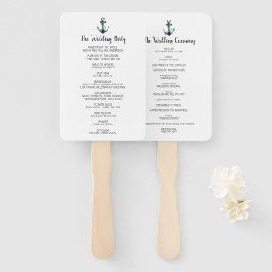 Watercolor Anchor Modern Nautical Program Hand Fan