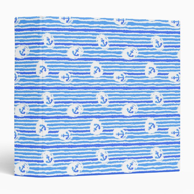 Watercolor Anchor Pattern 1 Binder (Front/Spine)