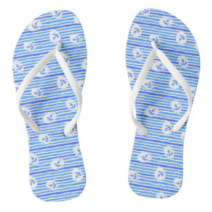 Watercolor Anchor Pattern 1 Flip Flops