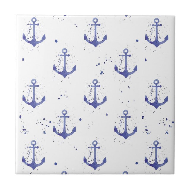 Watercolor Anchor Pattern 2 Tile (Front)