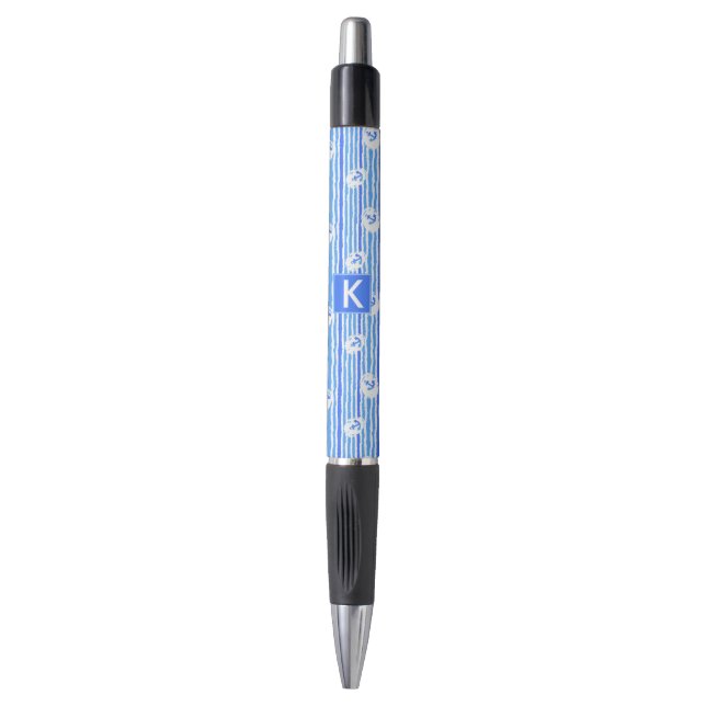 Watercolor Anchor Pattern | Add Your Initial Pen (Front Vertical)