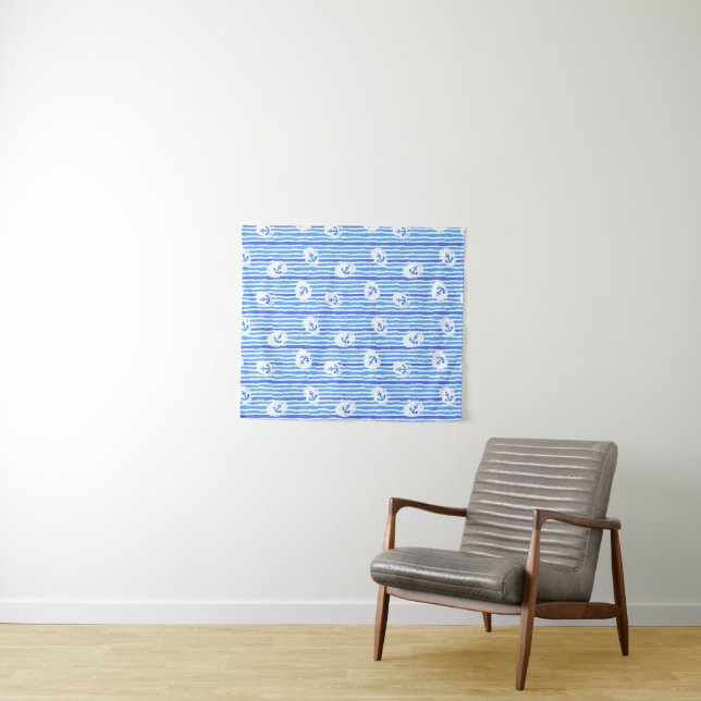 Watercolor Anchor Pattern Tapestry (In Situ (Horizontal))