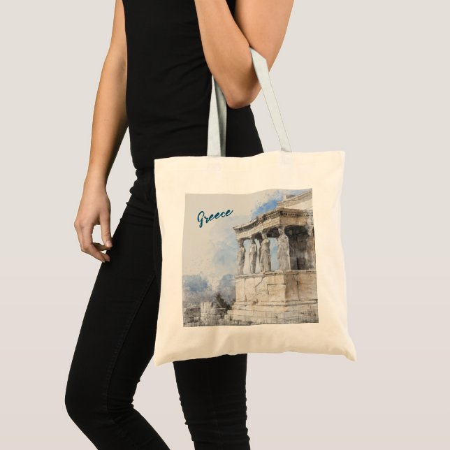 Watercolor Ancient Athens Ruins Tote Bag – Custom (Front (Product))