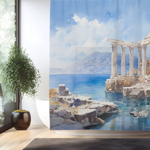 Watercolor Ancient Greek Coastal Ruins