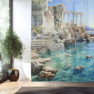 Watercolor Ancient Greek Coastal Ruins