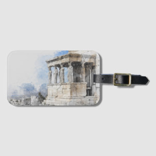 Watercolor Ancient Ruins Athens Greece Luggage Tag