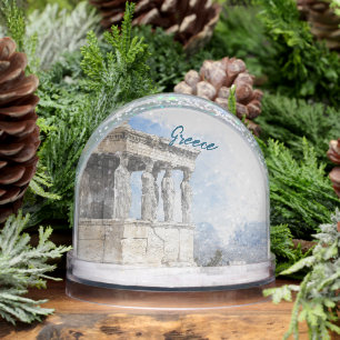 Watercolor Ancient Ruins in Athens Greece  Snowglobe