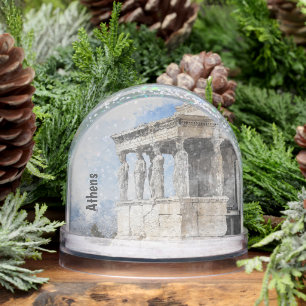 Watercolor Ancient Ruins of Athens Greece  Snowglobe