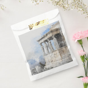 Watercolor Ancient Sites ruins in Athens, Greece Favour Bag