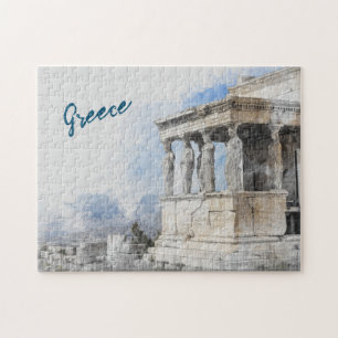 Watercolor Ancient Sites ruins in Athens, Greece Jigsaw Puzzle
